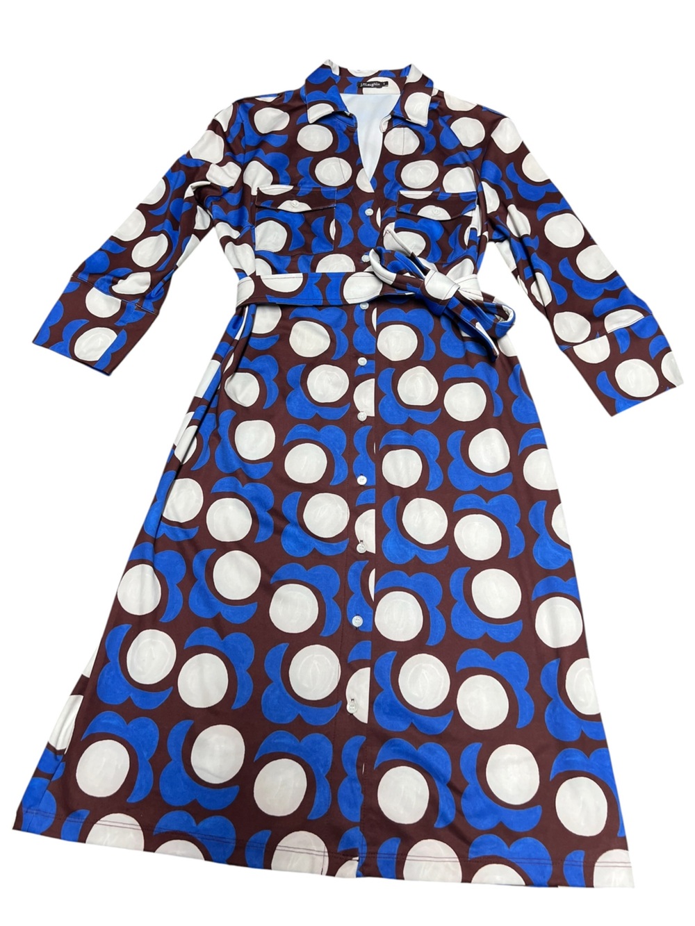 J. McLaughlin Brynn brown & blue malmo poppy lyford jersey shirt dress - Picture 3 of 13